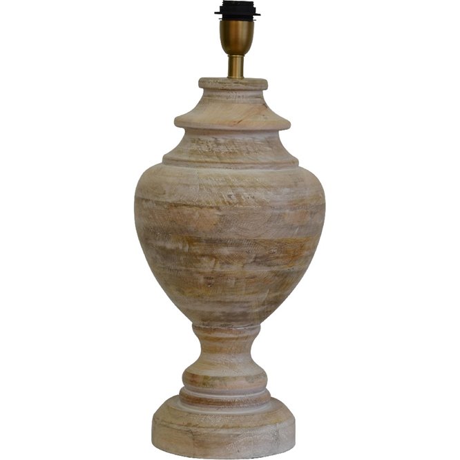Duża lampa stołowa drewno bielone retro Braxton podstawa